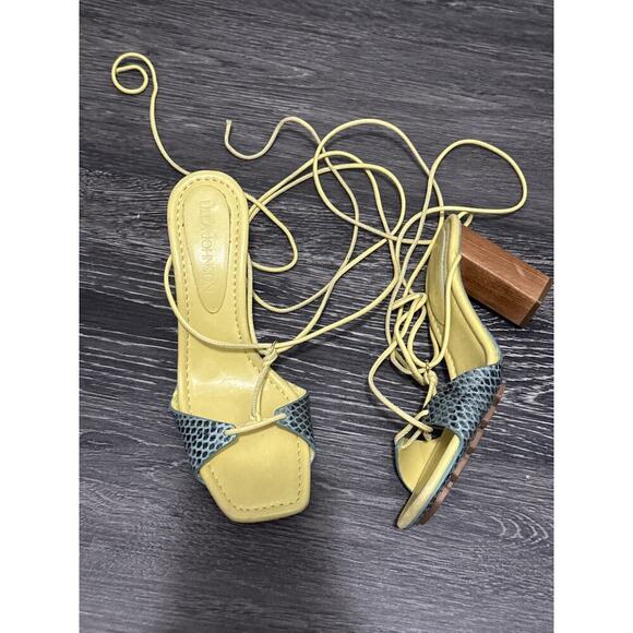 Ulla Johnson Nicolette Lace-up High Heel turquoise and yellow size EU 37 US 7 - Picture 1 of 5